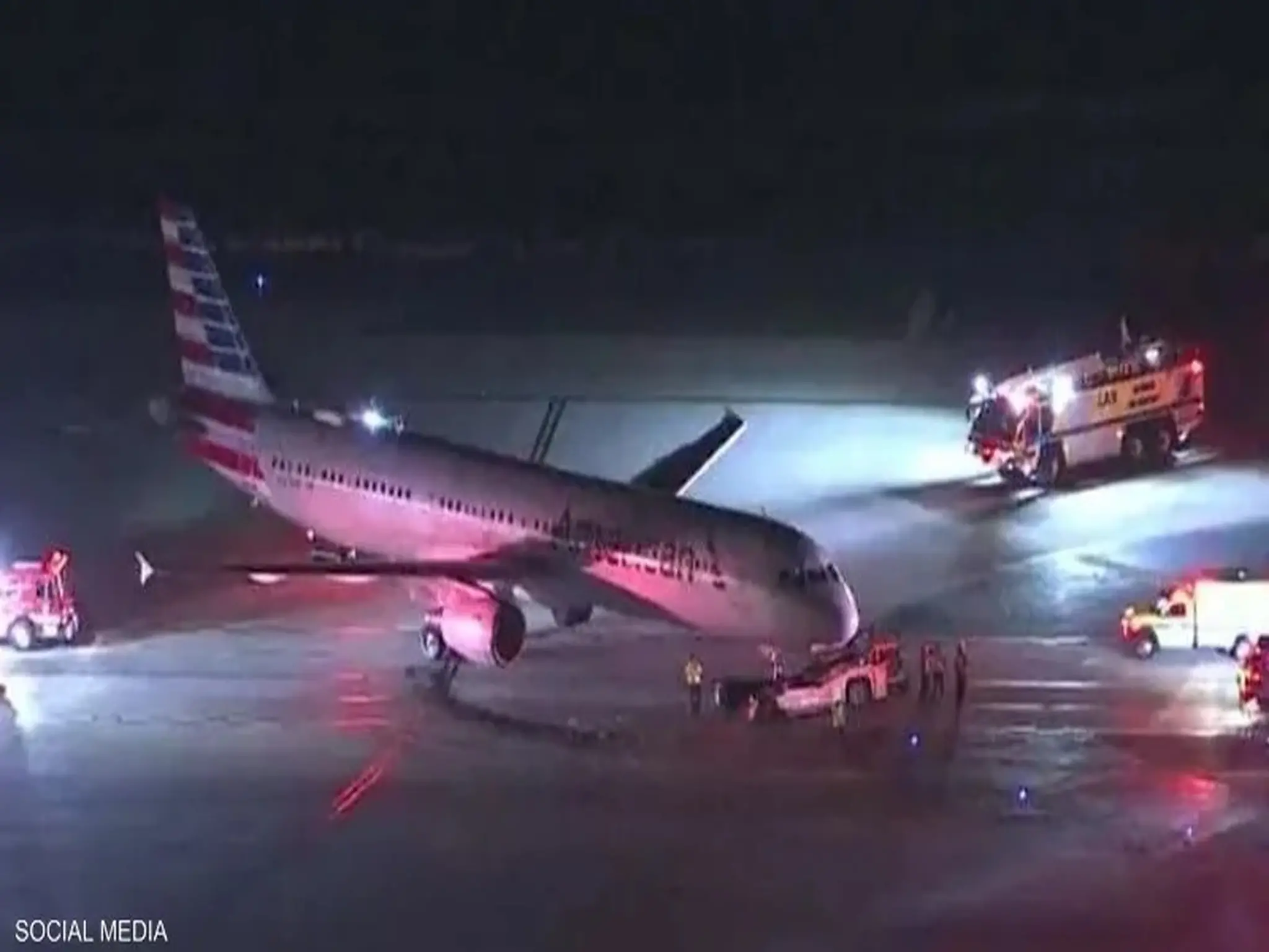 A plane crashes into a passenger bus at the airport