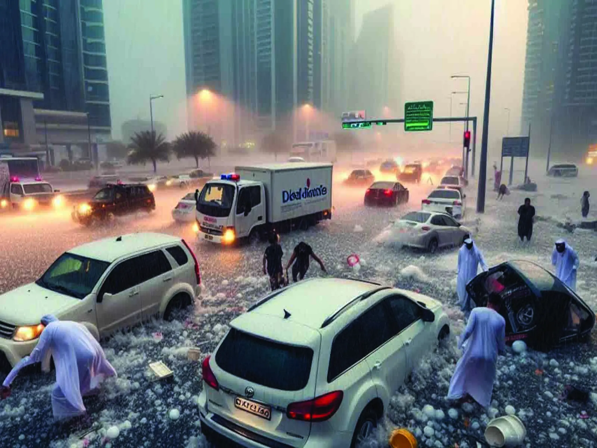 UAE: Heavy rains flood these streets and valleys this morning