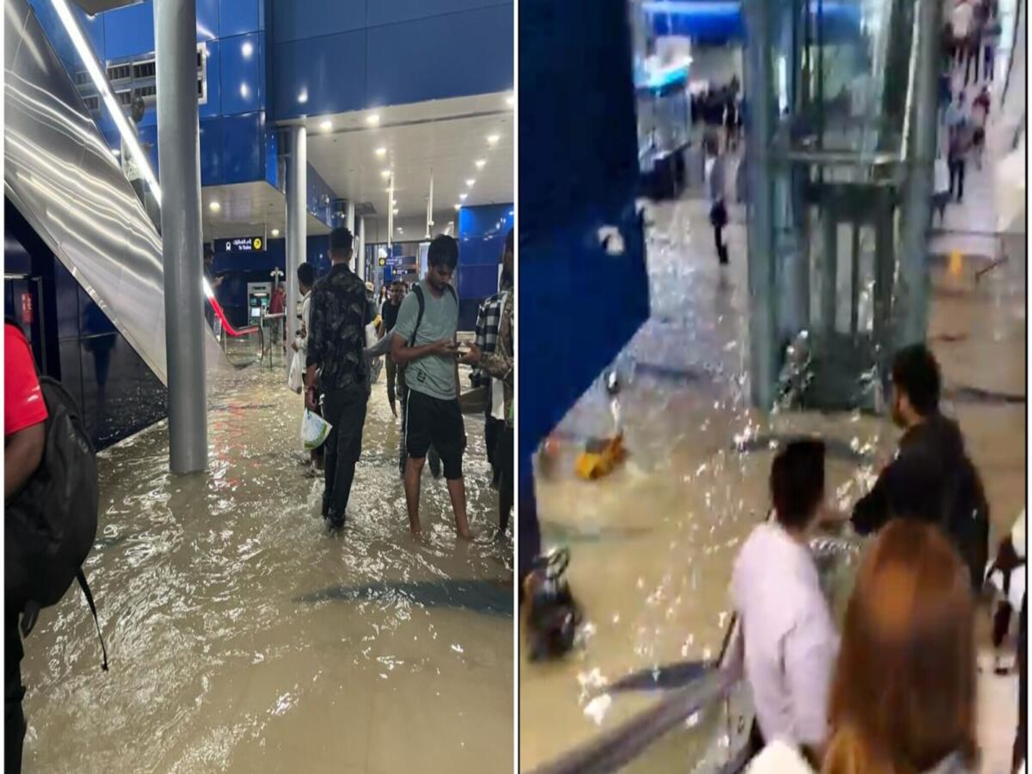 The Dubai Metro station floods due to heavy rains, disrupting services